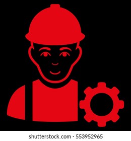 Repairman vector icon. Flat red symbol. Pictogram is isolated on a black background. Designed for web and software interfaces.