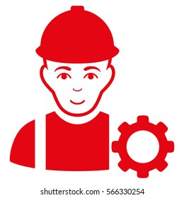 Repairman vector icon. Flat red symbol. Pictogram is isolated on a white background. Designed for web and software interfaces.