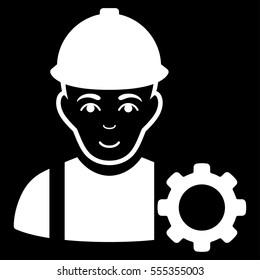 Repairman vector icon. Flat white symbol. Pictogram is isolated on a black background. Designed for web and software interfaces.