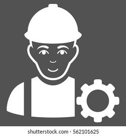Repairman vector icon. Flat white symbol. Pictogram is isolated on a gray background. Designed for web and software interfaces.