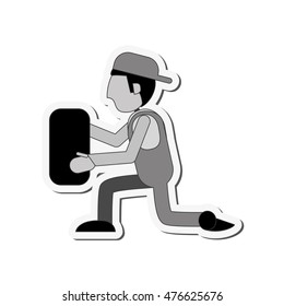 repairman wheel hat builder constructer worker proffesional icon. Flat and isolated design. Vector illustration