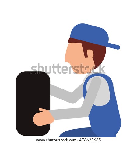 repairman wheel hat builder constructer worker proffesional icon. Flat and isolated design. Vector illustration
