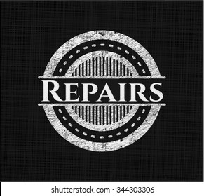 Repairs chalkboard emblem on black board