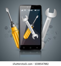 Repairs digital icon. Wrench and screwdriver. Vector eps 10