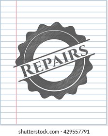 Repairs emblem with pencil effect