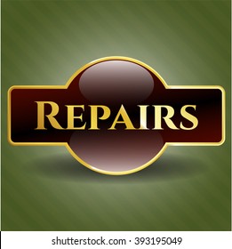 Reparatur des goldglänzenden Emblems