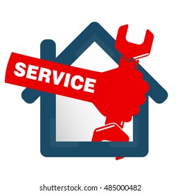Repairs in the house symbol business, spanner in hand