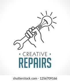 Repairs icon - hand with wrench concept