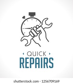 Repairs icon - hand with wrench concept