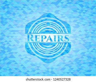 Repairs light blue emblem with triangle mosaic background
