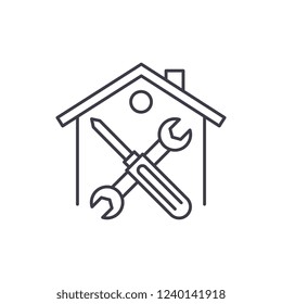 Repairs line icon concept. Repairs vector linear illustration, symbol, sign