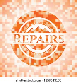 Repairs orange mosaic emblem