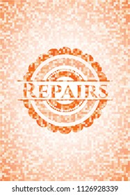 Repairs orange mosaic emblem with background