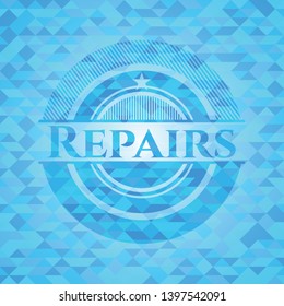 Repairs realistic light blue mosaic emblem