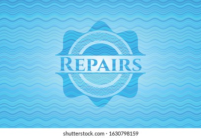 Repairs water representation style emblem. Vector Illustration. Detailed.