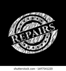 Repairs written on a blackboard. Vector Illustration. Detailed.