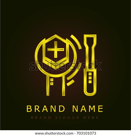 Reparation golden metallic logo