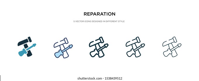 reparation icon in different style vector illustration. two colored and black reparation vector icons designed in filled, outline, line and stroke style can be used for web, mobile, ui