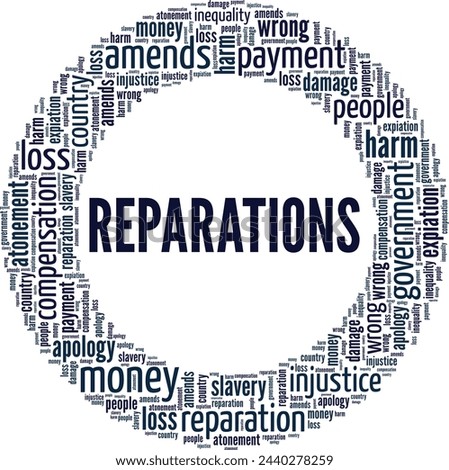 Reparations word cloud conceptual design isolated on white background.