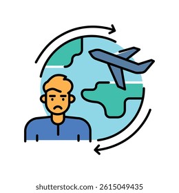 Repatriation color flat icon for digital and print projects.  Minimal clean icons for apps and websites. Modern simple icons for UI UX and branding