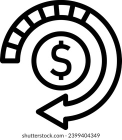 Repayment icon or reimburse payment transection or money transfer logo vector. repay or reverse  purchase symbol. refund or repayment logo sign