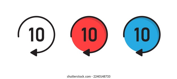 Repeat 10 seconds icon vector. replay icon symbols music movie for app web banner logo - Vector