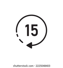 Repeat 15 seconds icon vector. replay icon vector on white background.