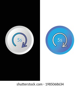 Repeat 5 seconds simple vector icon. Rotation and loop icons. 