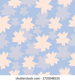 Repeat abstract floral shapes with light baby blue background. Seamless floral pattern. Stylish repeating texture.