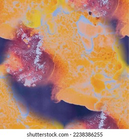 Repetir textura abstracta. Pintura de salpicadura de tinta de alcohol. Bañar Splash Acrílico. Ilustración de tinta acrílica. Espacio Holi Amarillo. Fuego Rojo Resumen Fluido. Fuego De Sol De Splash Líquido. Pintura sin foco de vectores calientes