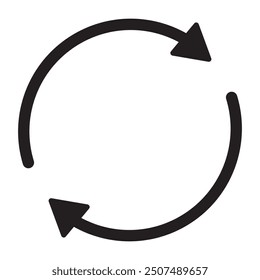 Repeat arrow button, refresh icon, circle arrow, rotation sign. Refresh arrow icon isolated on white background.