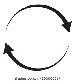 Repeat arrow button, refresh icon, circle arrow, rotation sign. Black refresh icon isolated on white background.