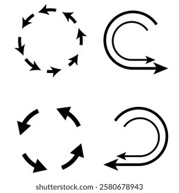 Repeat arrow button, refresh icon, circle arrow, rotation sign icon in red and black colors. 360 flat vector icon, web, mobile apps eps10