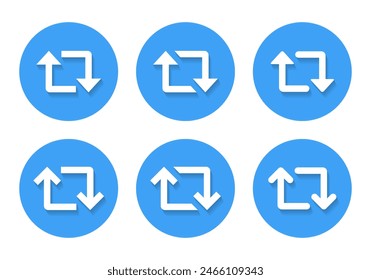 Repeat arrow icon set with shadow. Repost button