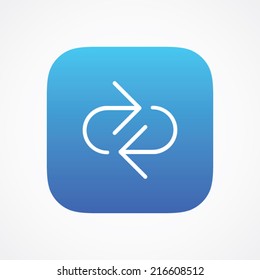 Repeat arrows icon in line style on the rounded button