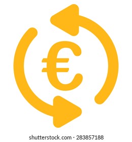 Repeat from BiColor Euro Banking Icon Set. Vector style: flat, yellow symbol, rounded angles, white background.