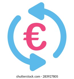 Repeat from BiColor Euro Banking Icon Set. Vector style: flat bicolor, pink and blue symbol, rounded angles, white background.
