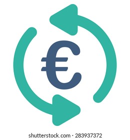 Repeat from BiColor Euro Banking Icon Set. Vector style: flat bicolor, cobalt and cyan symbol, rounded angles, white background.