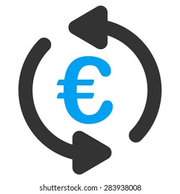 Repeat from BiColor Euro Banking Icon Set. Vector style: flat bicolor, blue and gray symbol, rounded angles, white background.