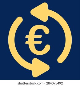 Repeat from BiColor Euro Banking Icon Set. Vector style: flat, yellow symbol, rounded angles, blue background.
