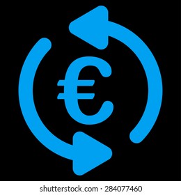 Repeat from BiColor Euro Banking Icon Set. Vector style: flat, blue symbol, rounded angles, black background.
