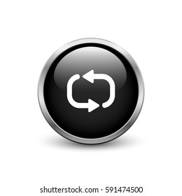 Repeat black button with metal frame and shadow