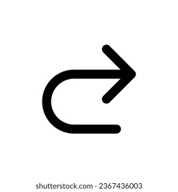 Repeat black glyph ui icon. Redo action. Next step. Simple filled line element. User interface design. Silhouette symbol on white space. Solid pictogram for web, mobile. Isolated vector illustration