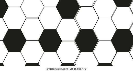 Repita o projeto de futebol preto no fundo branco para impressões. Fundo abstrato do jogador do estádio. Repetindo o padrão da bola. Ilustração vetorial
Ver menos