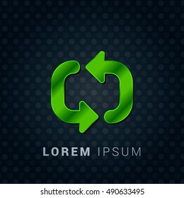 Repeat Bright Green chromium precious metallic 3D Icon / Logo Design