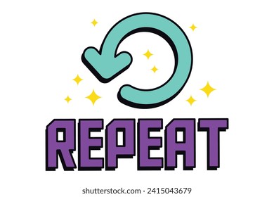 Repeat Button Functional Music Related Sticker Design