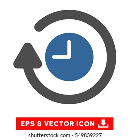 Repeat Clock EPS vector pictogram. Illustration style is flat iconic bicolor cobalt and gray symbol on white background.