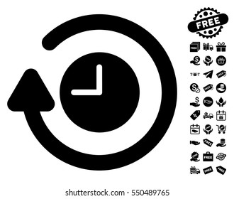 Repeat Clock icon with free bonus pictures. Vector illustration style is flat iconic symbols, black color, white background.