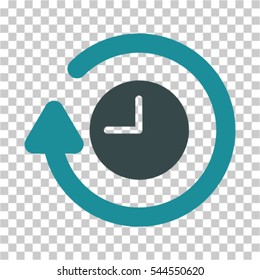 Repeat Clock icon. Vector pictogram style is a flat bicolor symbol, soft blue colors, chess transparent background. Designed for software and web interface toolbars and menus.