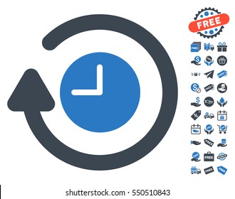 Repeat Clock pictograph with free bonus pictograms. Vector illustration style is flat iconic symbols, smooth blue colors, white background.